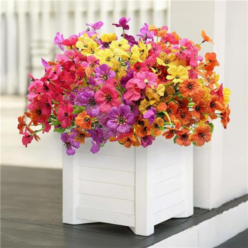 24 Bundles Artificial Flowers Faux Plants, Fake Flowers Realistic UV Resistant